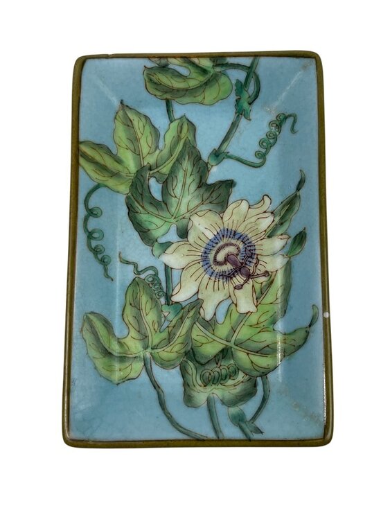 HomArt Other - Hand-Painted HomArt Rectangular Ceramic Tray Passionflower Design Decorative